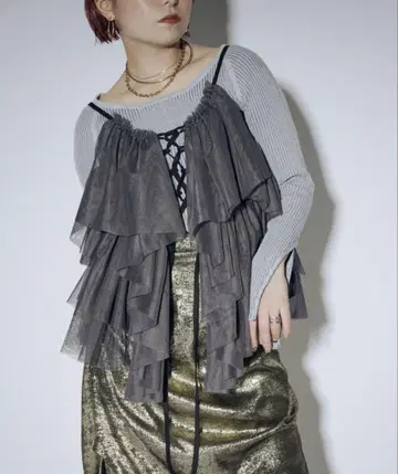 Ezick Multi-layered 레이스업 튤 뷔스티에