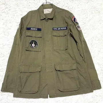 아비렉스 밀리터리 자켓 와펜 카키 그린 셔츠 XL