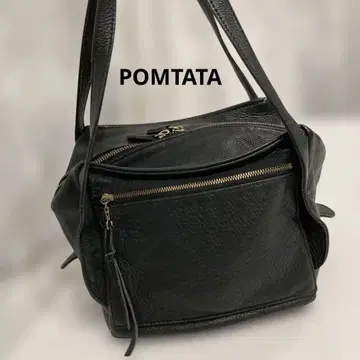 POMTATA (폰타타) 소가죽 숄더백 블랙 골드 지퍼