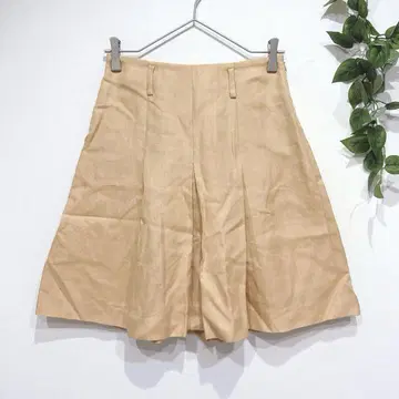 퀸즈 코트 플레어 스커트 플리츠 무릎 기장 레이온 마 혼방 성숙 캐주얼