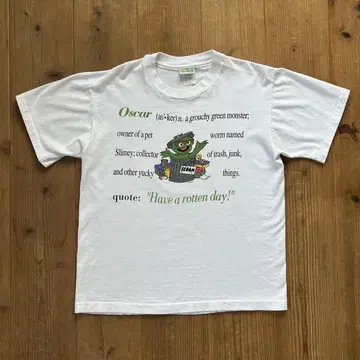 90s 세서미 스트릿 오스카 캐릭터 티셔츠 USA제