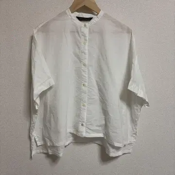 mizuiro ind 밴드 카라 반팔 블라우스