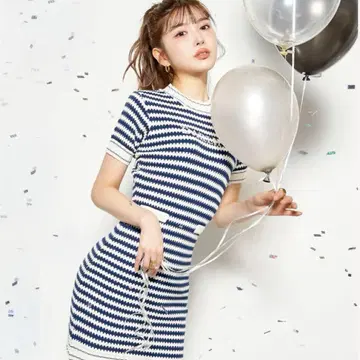 darich 보더 니트 미니 원피스