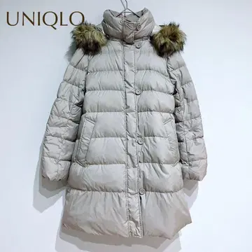 유니클로 후드 부착 다운 코트 인조 모피 (XL) 빅 사이즈 넉넉한