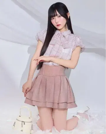 미셸 마카롱 슬림 레그 트위드 스커트 더스티 핑크 XS