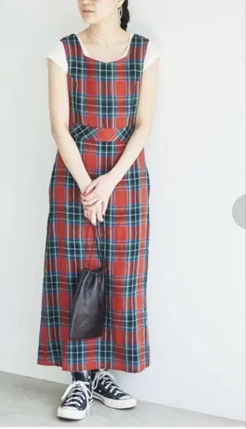 새상품급 fig london Alice check 롱 원피스 F