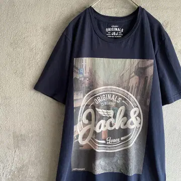 JACK&JONES 프린트 티셔츠 L 네이비