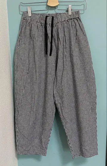 오로네 체크 무늬 와이드 팬츠