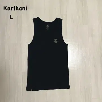 KarlKani 블랙 탱크탑 금 자수 로고 블랙 코디 패션