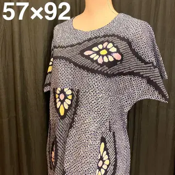 1409 [목화 아리마츠 시보리 유카타] 기모노 리메이크 롱 원피스