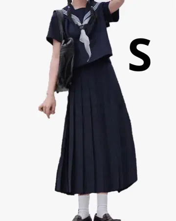 네이비 세일러 카라 상하의 세트 플리츠 스커트 S 사이즈