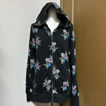 스칼라 꽃무늬 맨투맨 지퍼 후드티