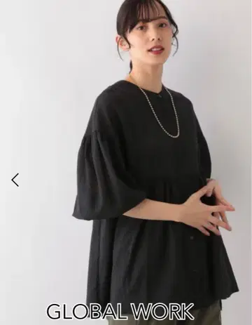 글로벌 워크 에어리 보일 페플럼 블라우스