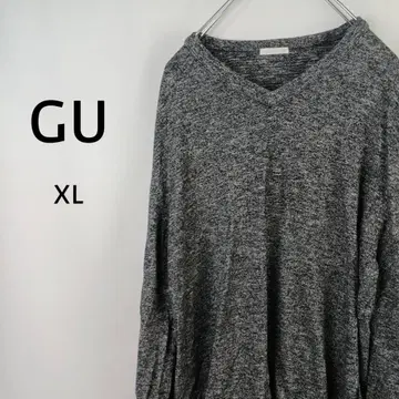 지유 긴팔 린넨 블렌드 V넥 스웨터 XL 그레이