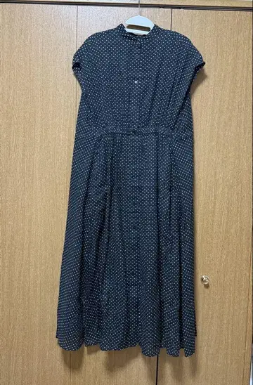 도트 무늬 라미 코튼 롱 원피스