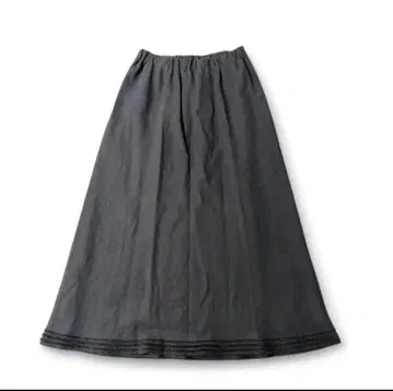 요건 레일 코튼 린넨 밑단 프린지 롱 스커트