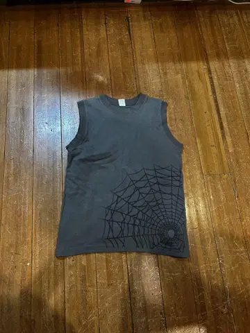 SALE 빈티지 스파이더 웹 다크 그레이 거미줄 탱크탑 S