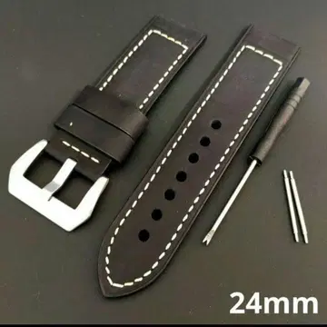 손목시계 밴드 가죽 벨트 24mm 블랙