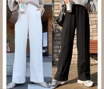 blate 미 라인 고급 턱 러프 와이드 팬츠