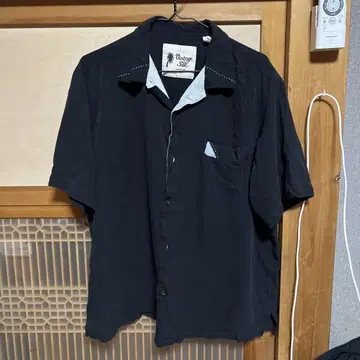 Vintage Silk 반팔 셔츠 블랙 흑먹색