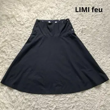 LIMI feu 울 개버딘 플레어 스커트 도트 사이즈 S 블랙
