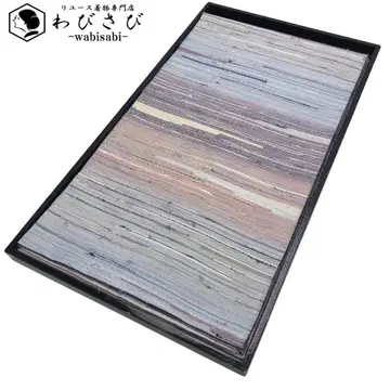 후쿠로 오비 찢은 직물 아름다운 그라데이션 손으로 짠 하늘색 O-5280