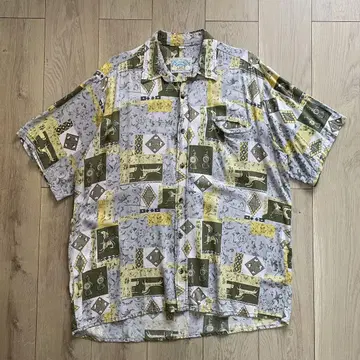 90s ART FASHION 레이온 셔츠 유로 빈티지 올 패턴