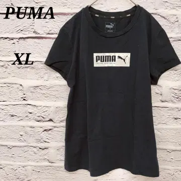 R5043 푸마 [XL] 반팔 티셔츠 로고 프린트 코튼 블랙