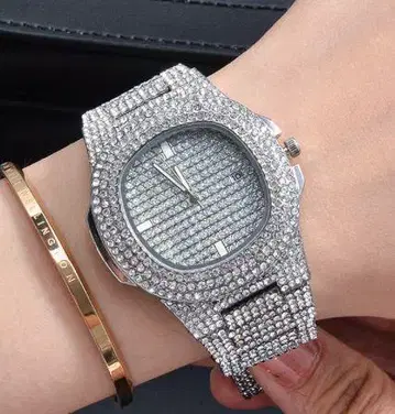 e72 새상품 BLING BLING 손목시계 남녀 공용 실버 011