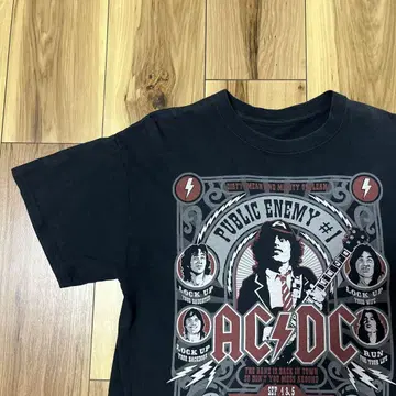 AC/DC 밴딩 티셔츠 블랙 PUBLIC ENEMY