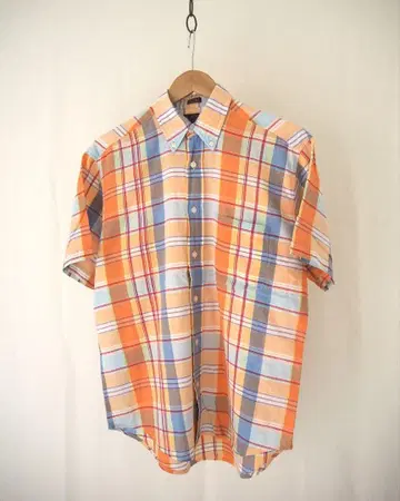 90s cleve 반팔 체크 셔츠