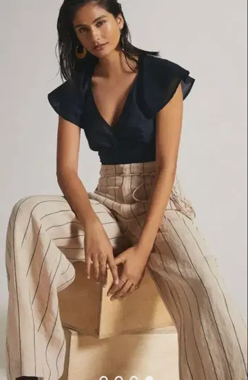 Anthropologie 트위스트 프론트 플러터 쓰리 블라우스