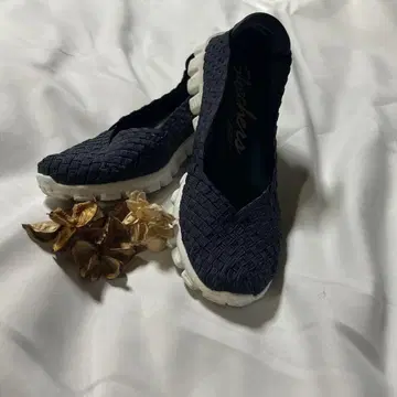 Skechers 슬립온 네이비 뜨개질 디자인 사이즈 23cm