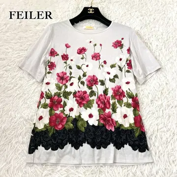 FEILER 화려한 꽃무늬 티셔츠 자수 M 사이즈 레이스 프린트