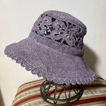 ANNA SUI 안나수이 모티브 니트 페이퍼 크로셰 햇 퍼플
