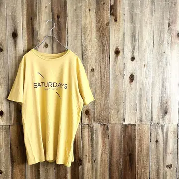 SATURDAYS SURE NYC 로고 티셔츠 L 사이즈 머스타드