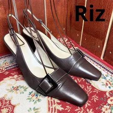 리즈라피네 스트랩 가죽 샌들 펌프스 브라운 22.5cm