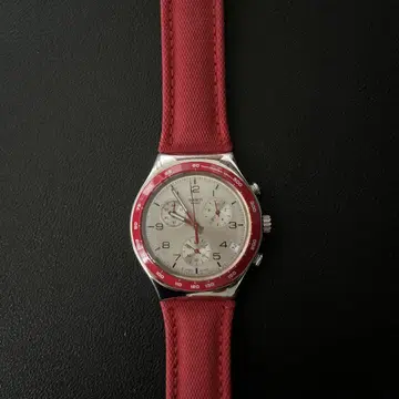 Swatch 쿼츠 손목시계 실버/레드