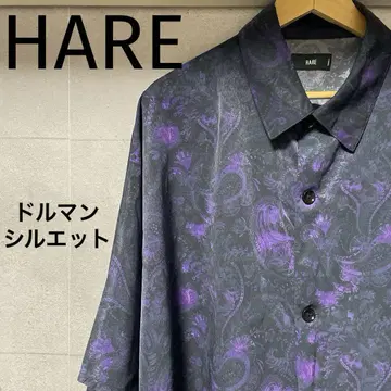 HARE 하레 돌먼 실루엣 다크 페이즐리 반팔 퍼플 S 새상품급