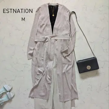 ESTNATION 롱 가디건 핑크 베이지 계열 벨트 포함 성숙한 스타일