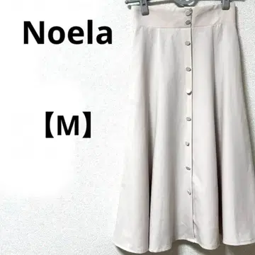 노엘라 [S] 롱 버튼 플레어 스커트 꽃무늬 레이스 베이지 하이 웨스트