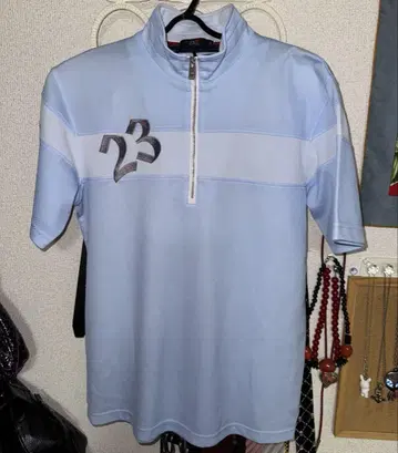 스카이블루 하프 지퍼 반팔 티셔츠 23구 SPORT