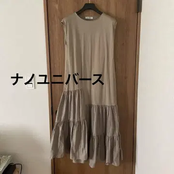 nano universe 슬리브리스 티어드 원피스 모카 M 사이즈