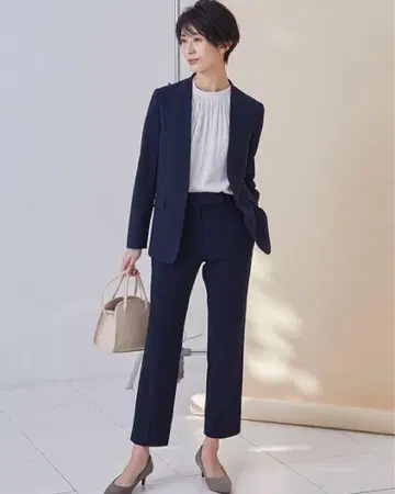 PLST 수트 셋업 자켓 팬츠 네이비