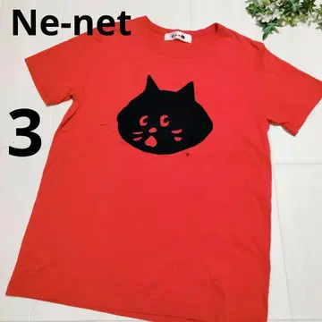 Ne-net 고양이 얼굴 프린트 반팔 티셔츠 냐 네넷 3 레드