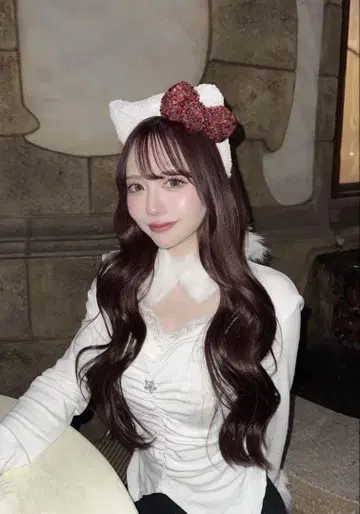 유니버셜 키티 머리띠 스팽글 화이트