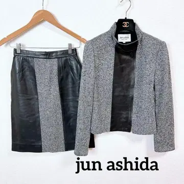 새상품급 준 아시다 스커트 셋업 수트 알파카 램 가죽 실크 혼방