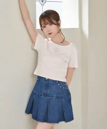Rose Muse 비쥬 로고 미니 티셔츠 핑크
