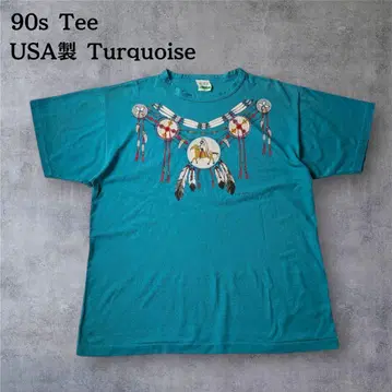 90s USA제 아트 티 네이티브 인디언 터콰이즈 히피
