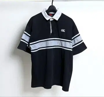 Canterbury 스트라이프 피케 셔츠 블랙